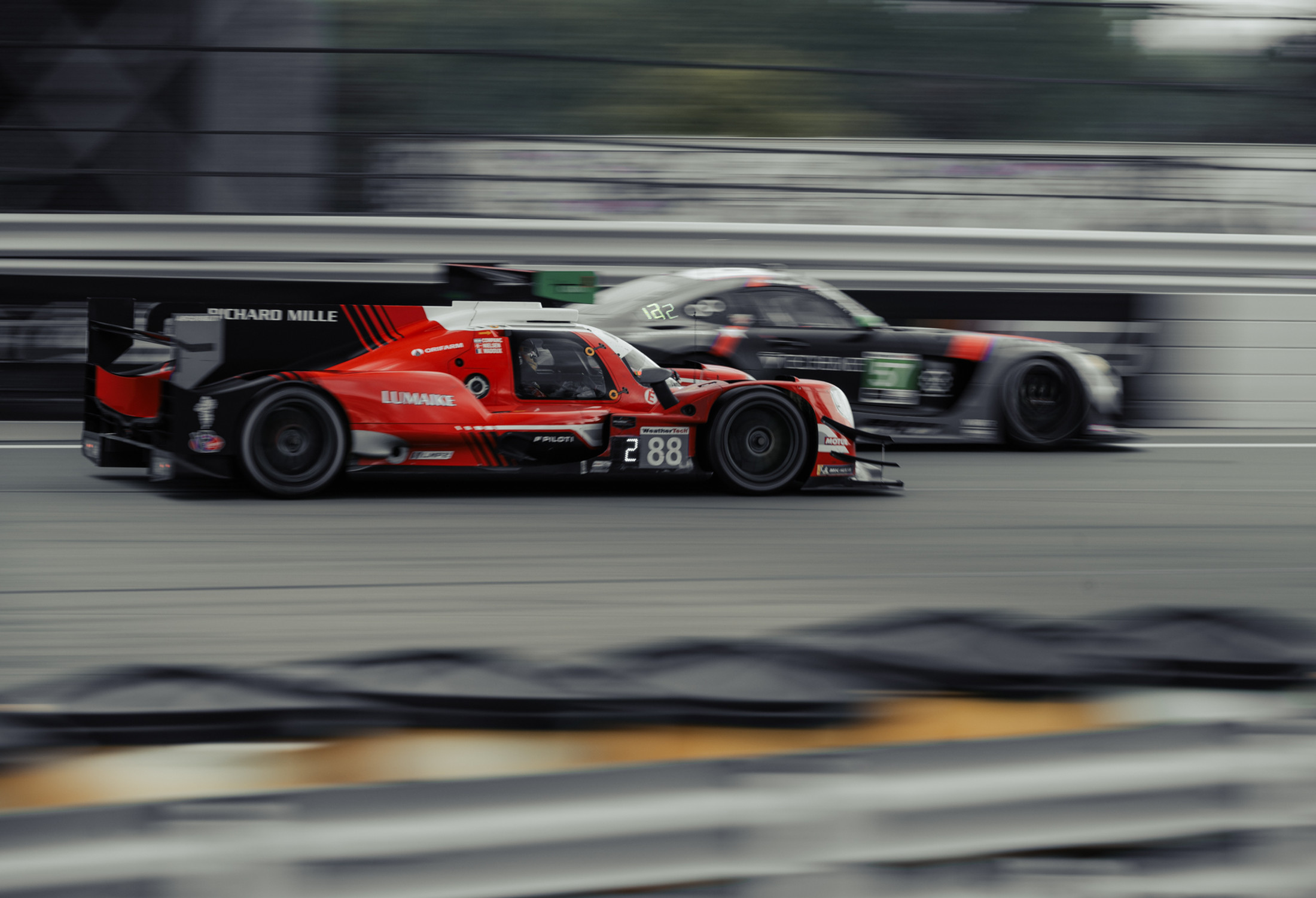IMSA LMP2 prototype panning shot at Watkins Glen